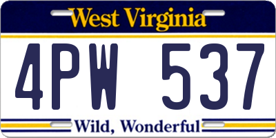 WV license plate 4PW537