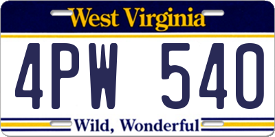 WV license plate 4PW540