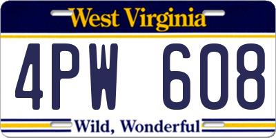 WV license plate 4PW608