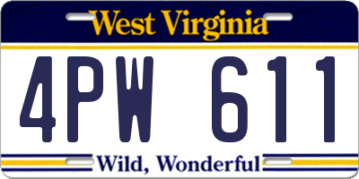 WV license plate 4PW611