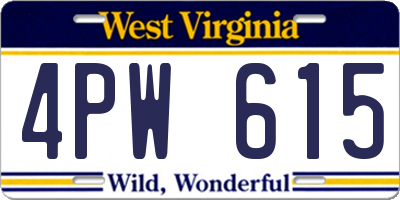 WV license plate 4PW615