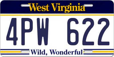 WV license plate 4PW622