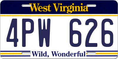 WV license plate 4PW626