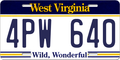 WV license plate 4PW640