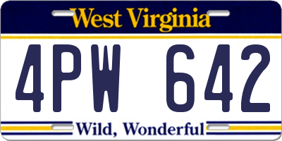 WV license plate 4PW642