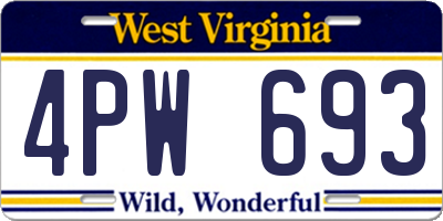 WV license plate 4PW693