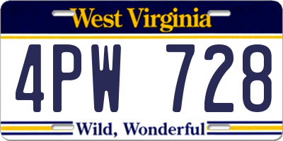 WV license plate 4PW728