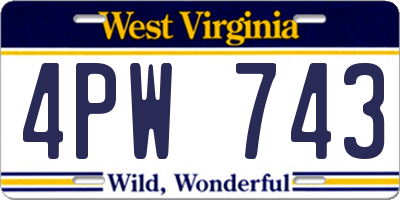 WV license plate 4PW743