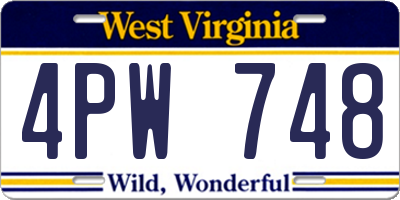 WV license plate 4PW748
