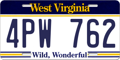 WV license plate 4PW762