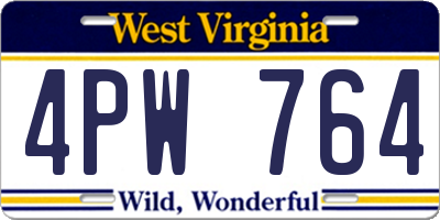 WV license plate 4PW764