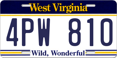 WV license plate 4PW810