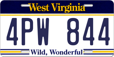 WV license plate 4PW844