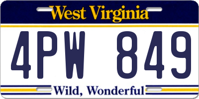 WV license plate 4PW849
