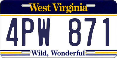 WV license plate 4PW871