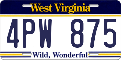 WV license plate 4PW875