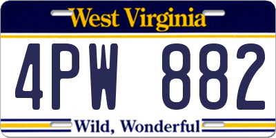 WV license plate 4PW882