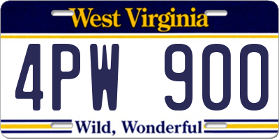 WV license plate 4PW900
