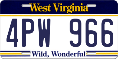 WV license plate 4PW966