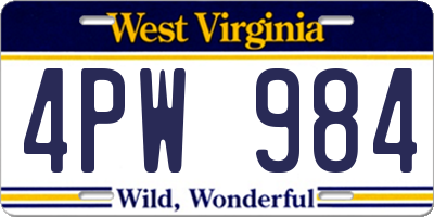 WV license plate 4PW984