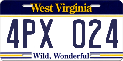 WV license plate 4PX024