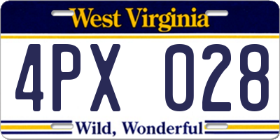 WV license plate 4PX028