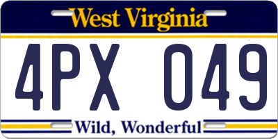 WV license plate 4PX049