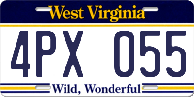 WV license plate 4PX055