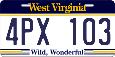 WV license plate 4PX103