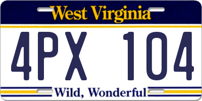 WV license plate 4PX104
