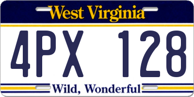 WV license plate 4PX128