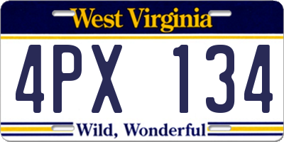 WV license plate 4PX134