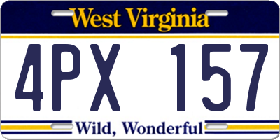 WV license plate 4PX157