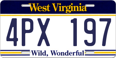 WV license plate 4PX197