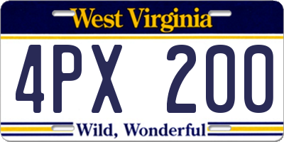 WV license plate 4PX200