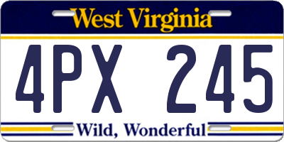 WV license plate 4PX245