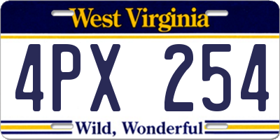 WV license plate 4PX254