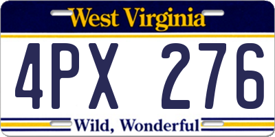 WV license plate 4PX276