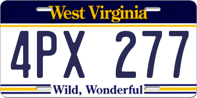 WV license plate 4PX277