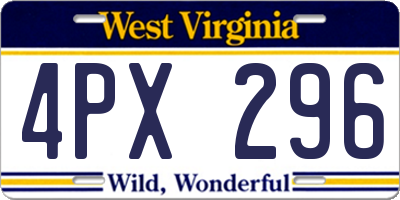 WV license plate 4PX296