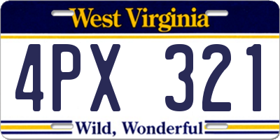 WV license plate 4PX321