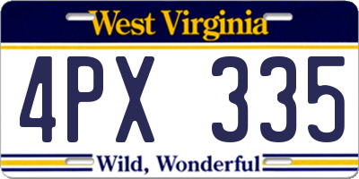 WV license plate 4PX335
