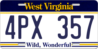 WV license plate 4PX357