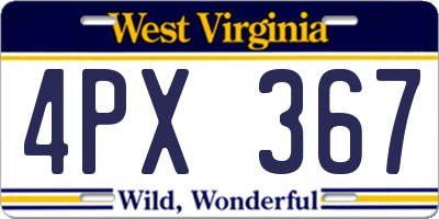 WV license plate 4PX367