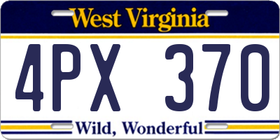 WV license plate 4PX370