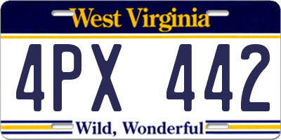 WV license plate 4PX442
