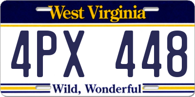 WV license plate 4PX448