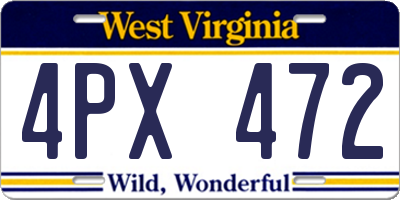 WV license plate 4PX472