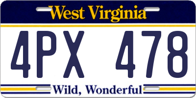 WV license plate 4PX478