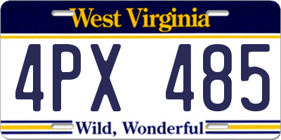WV license plate 4PX485